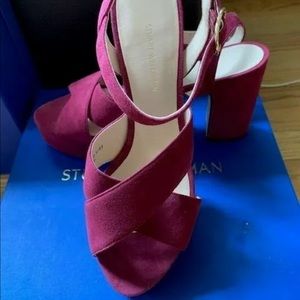 Stuart Weitzman cranberry platform sandal